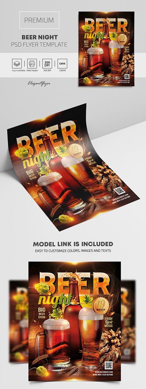 Beer Night Premium PSD Flyer Template