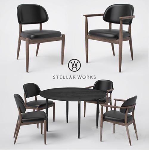 Stellar Works Slow Side Chair Dining Chair and Dining Table