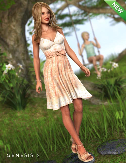 Southern Peach Sundress Outfit for Genesis 2 Female(s)