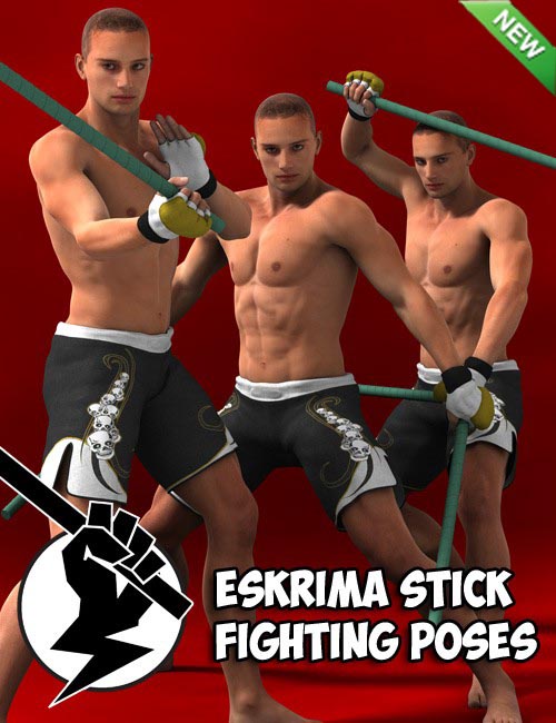 Eskrima Stick Fighting Poses for Genesis 2 Male(s)
