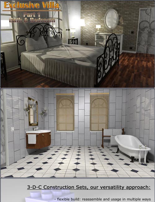 Exclusive Villa 1: Bath and Bedroom