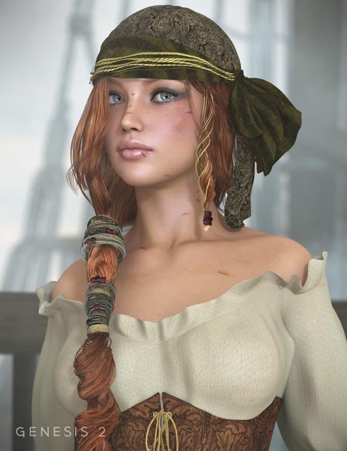 Piratess Hair for Genesis 1 and 2 Female(s)