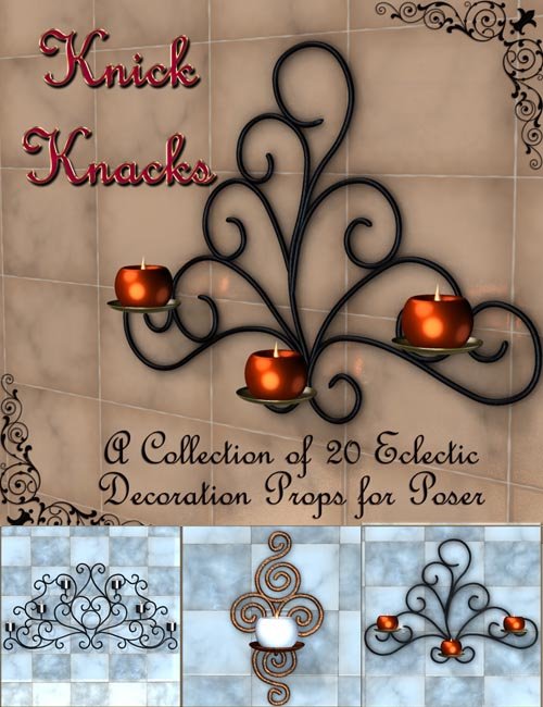 Renderosity Knick Knacks - Decorative Props for Poser