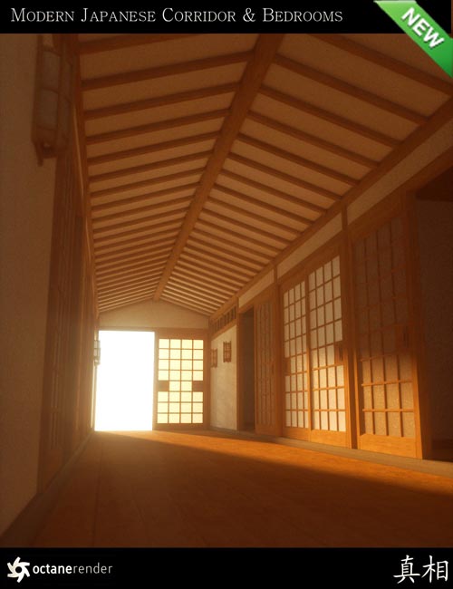 Japanese Corridor and Bedrooms Environment