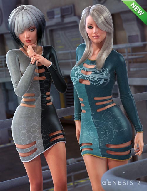 Sci-fi Slotted Dress for Genesis 2 Female(s) Textures