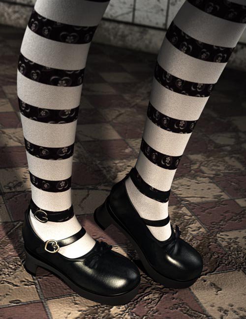 Goth Strap Shoes for Genesis 2 Female(s)