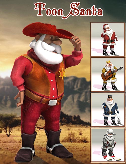 Toon Santa 2014: Original Santa for Poser (GET 9 COMPLETE SANTAS!