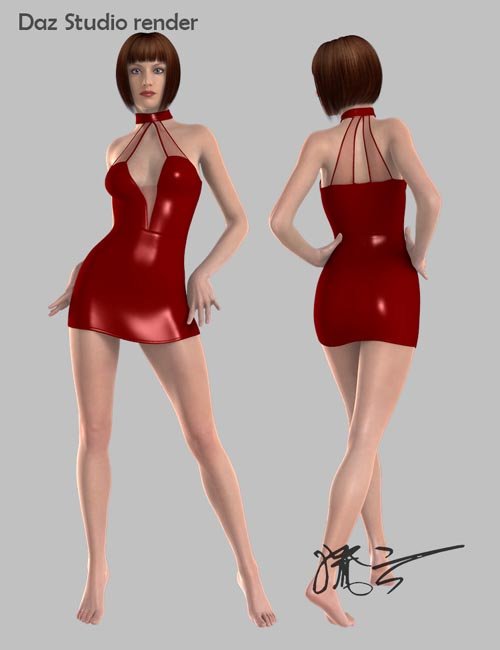 Leather Mini Dress for Genesis 2 Female