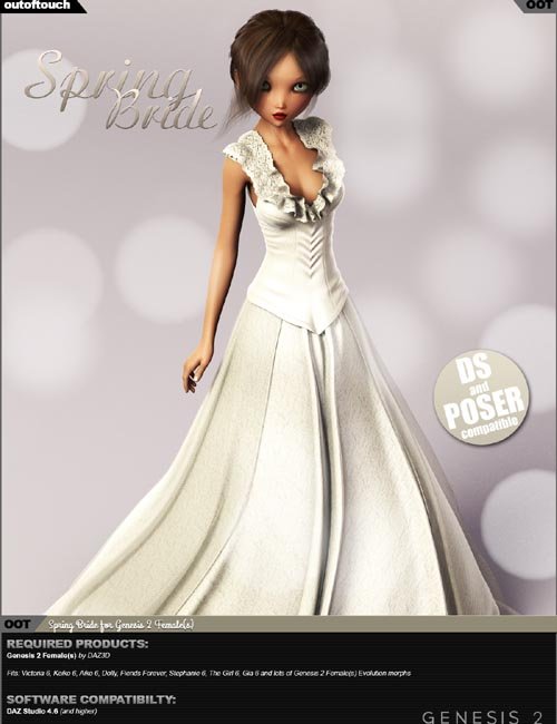 Spring Bride Gown for Genesis 2 Female(s)