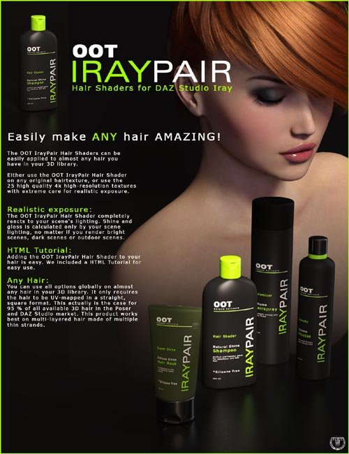 OOT IrayPair Hair Shaders for DAZ Studio Iray