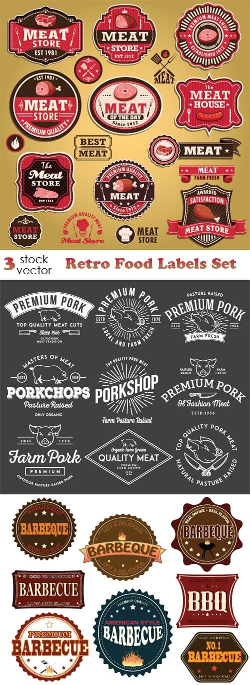 Vectors - Retro Food Labels Set