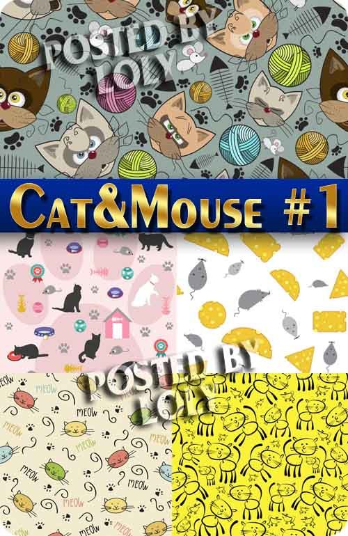Kids Patterns. Cat and mouse #1 - Stock Vector