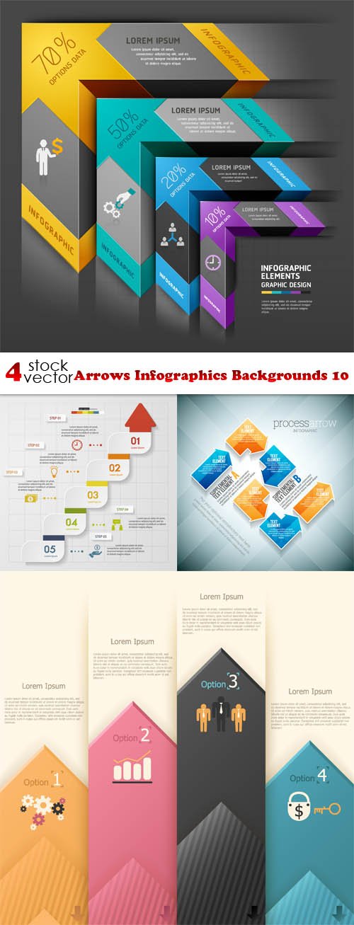 Vectors - Arrows Infographics Backgrounds 10