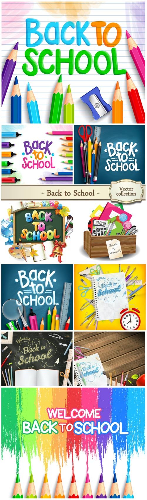 School vector, backgrounds with pencils and school subjects
