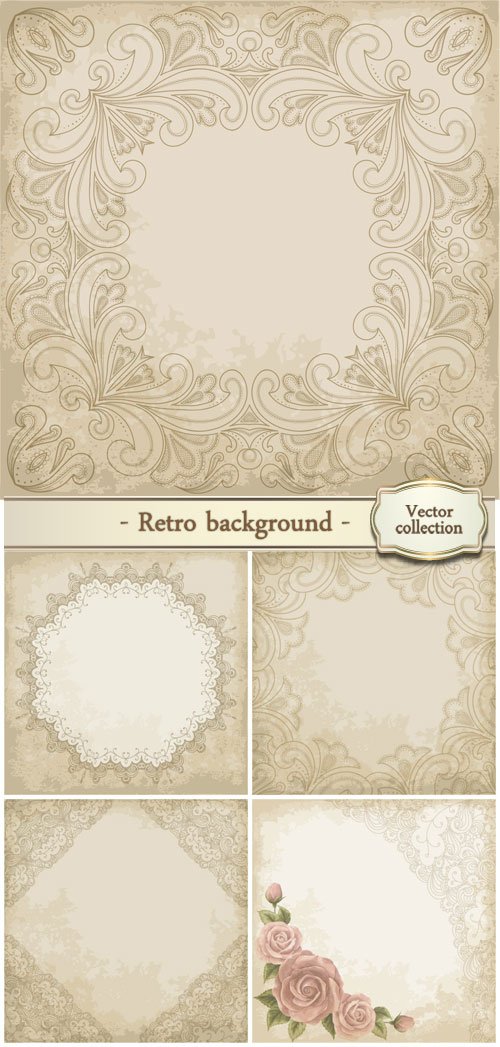 Retro background with beautiful patterns, vector