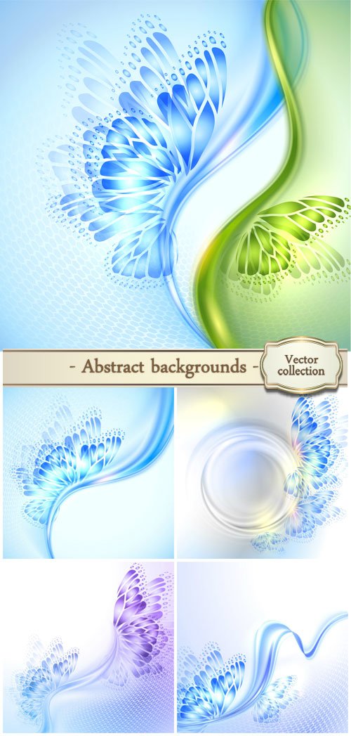 Vector abstract backgrounds with lines and butterflies
