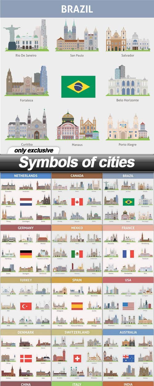 Symbols of cities - 15 EPS