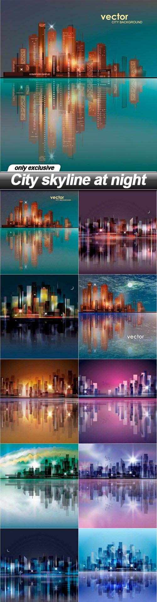 City skyline at night - 10 EPS