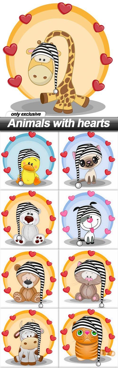Animals with hearts - 10 EPS