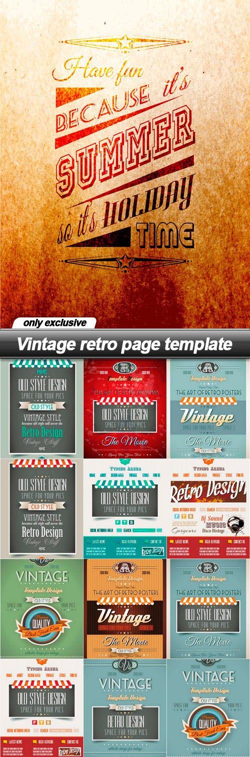 Vintage retro page template - 15 EPS