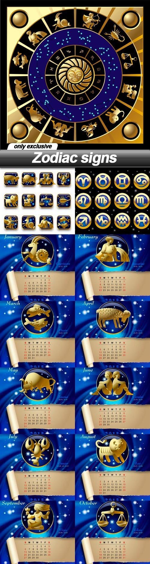 Zodiac signs - 15 EPS