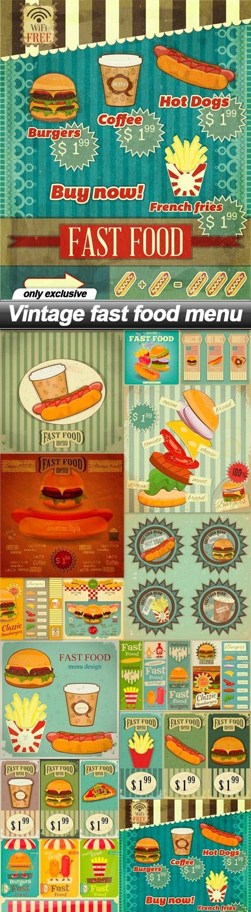 Vintage fast food menu - 15 EPS