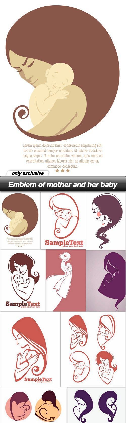 Emblem of mother and her baby - 10 EPS