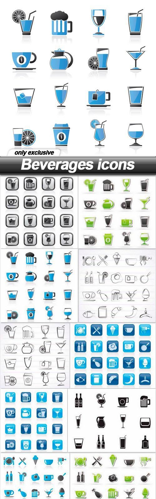 Beverages icons - 10 EPS
