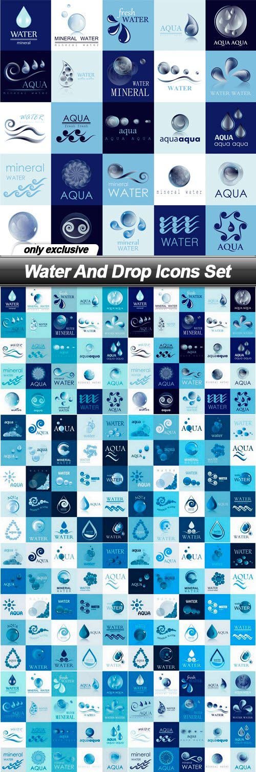 Water And Drop Icons Set - 8 EPS