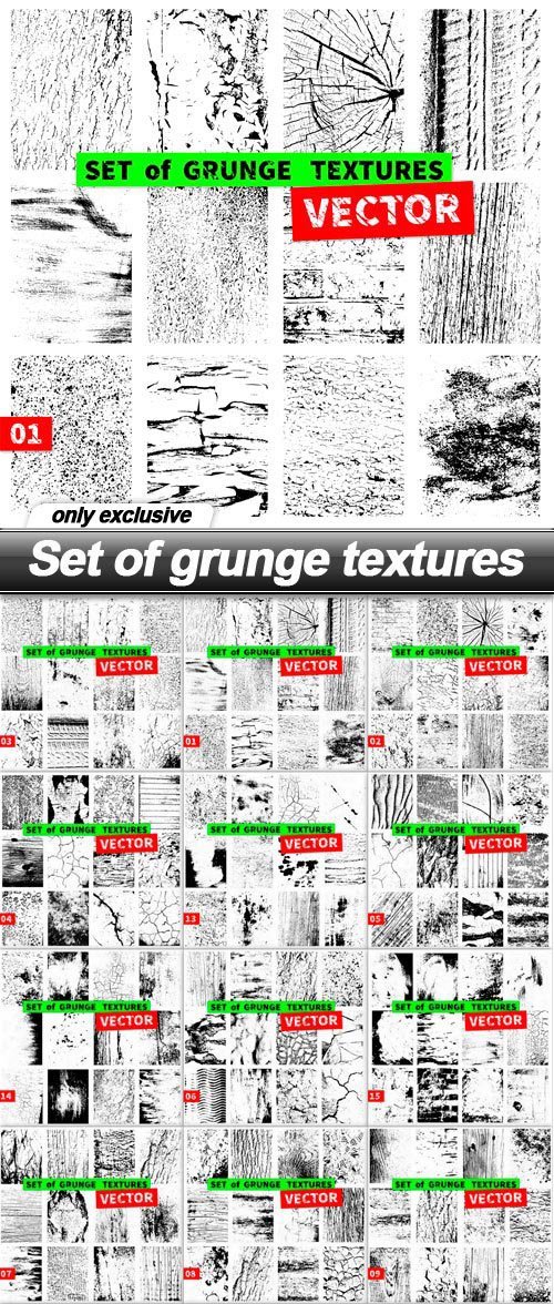 Set of grunge textures - 15 EPS