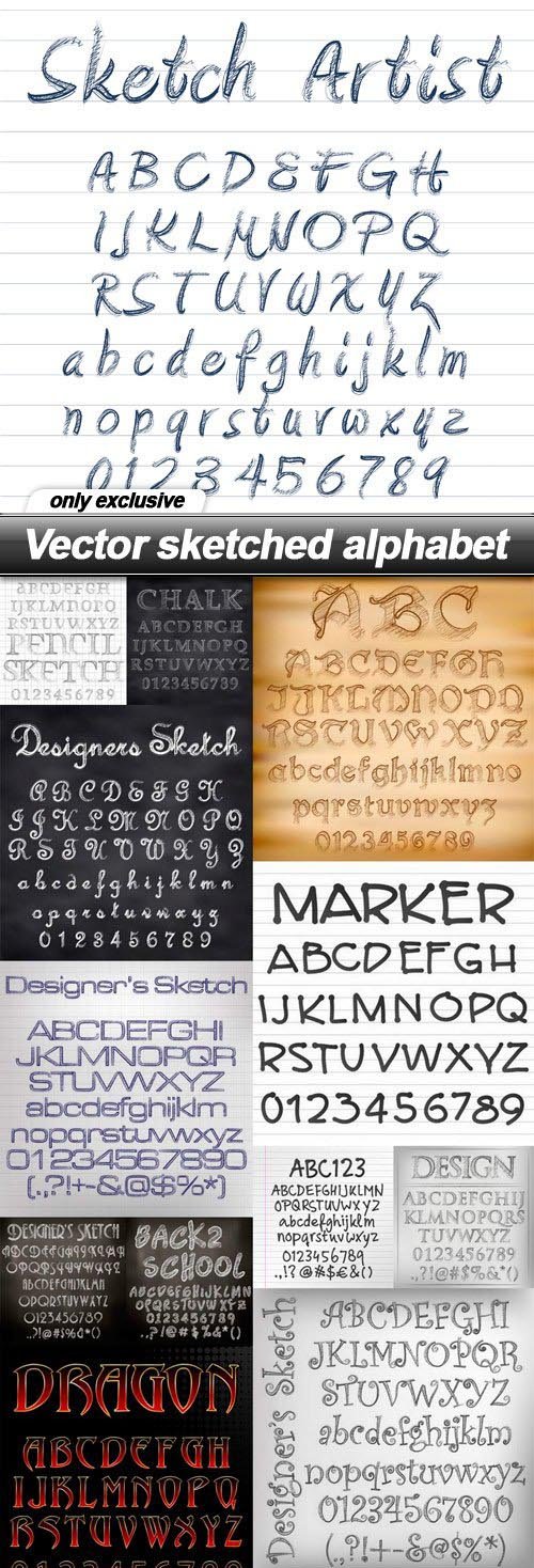 Vector sketched alphabet - 15 EPS