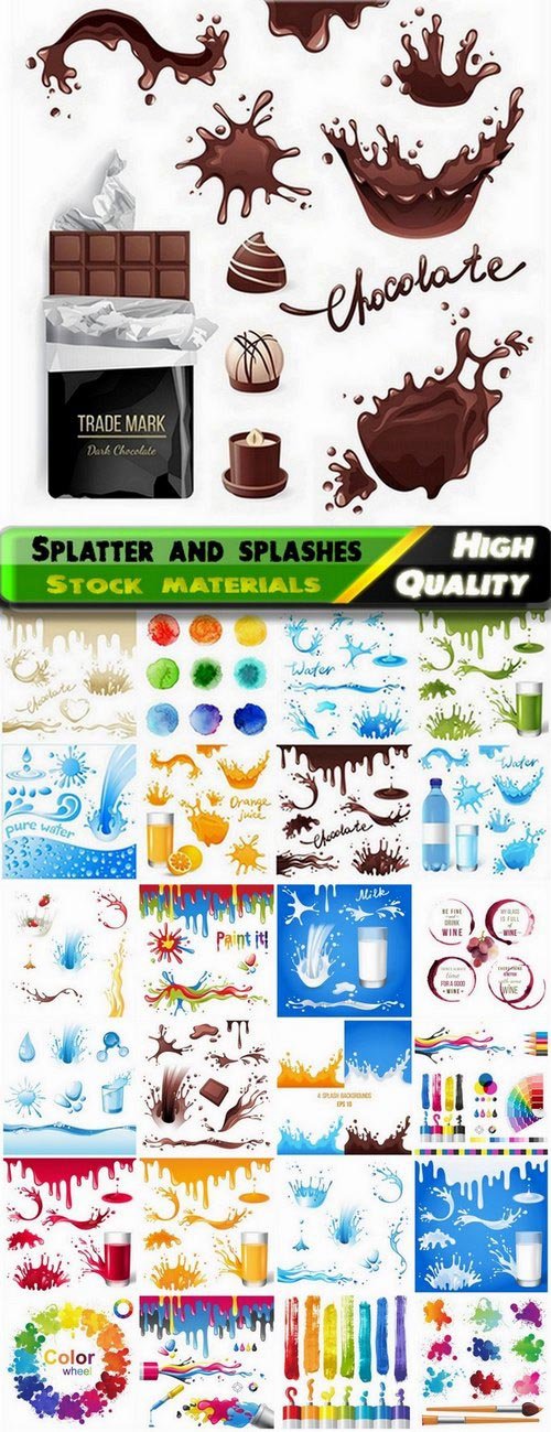 Splatter and splashes of water juice chocolate - 25 Eps