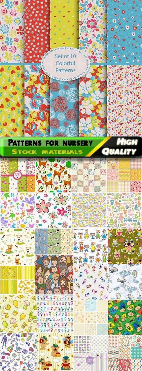 Cute seamless patterns for wallpapers of nursery room - 25 Eps