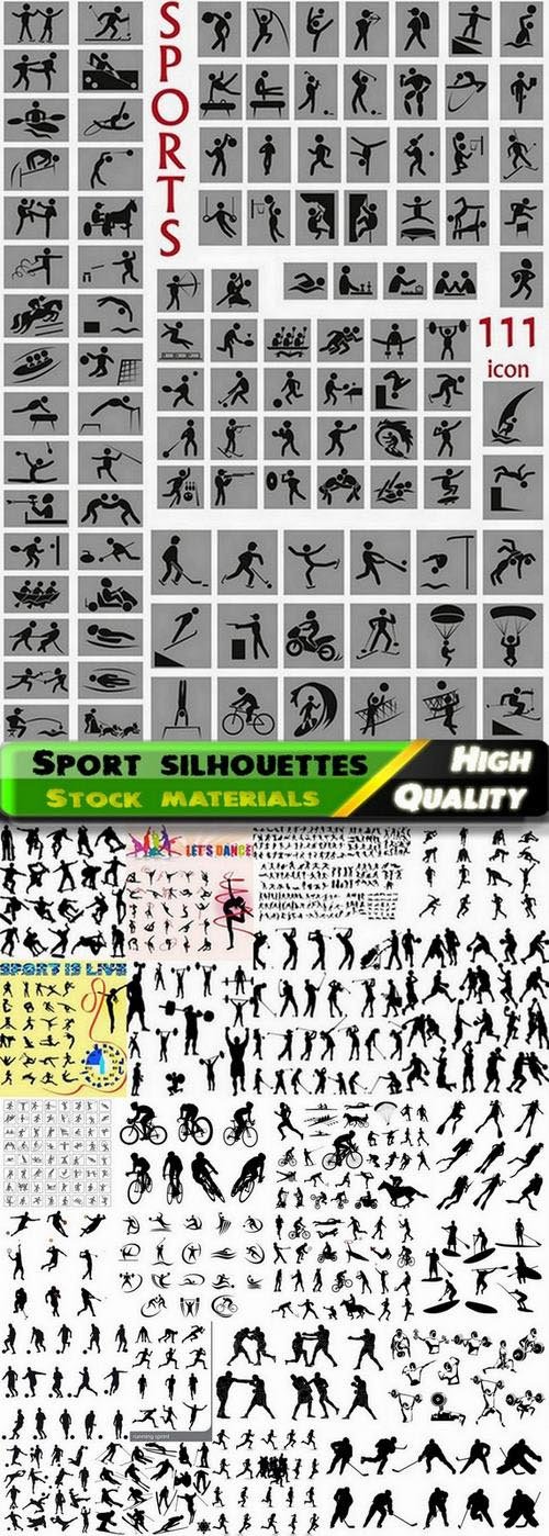 Silhouettes and icons of sports and active people - 25 Eps