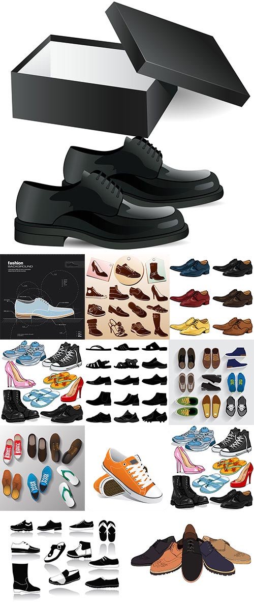 Stock Different Shoes Icons with Labels vectors