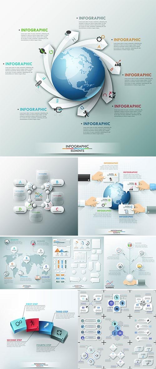 Stock: Modern infographics vector options banner with process template