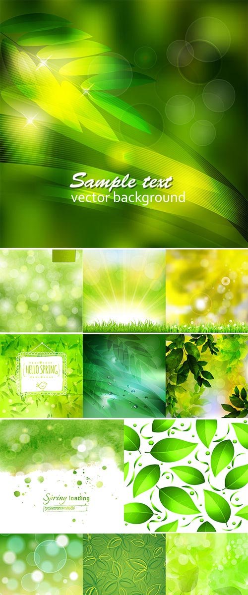 Stock Illustration with green watercolor for spring themes