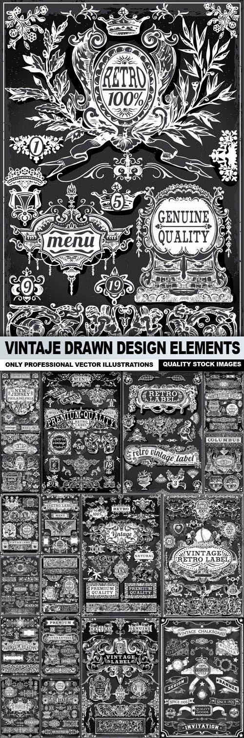 Vintaje Drawn Design Elements - 25 Vector