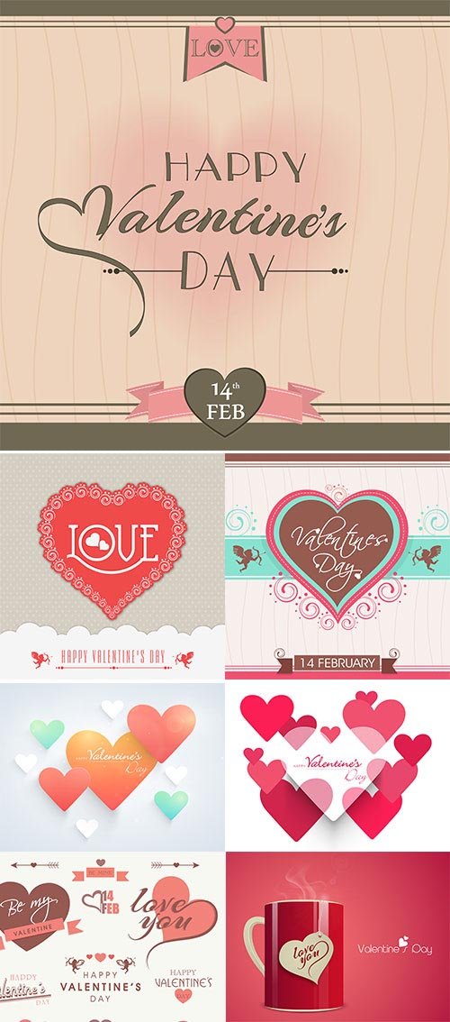 Stock Happy Valentines Day celebration greeting card design with text