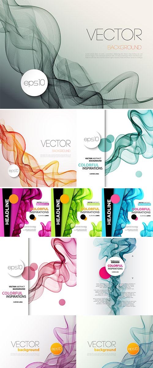 Stock Vector Abstract smoky waves background, Template brochure design