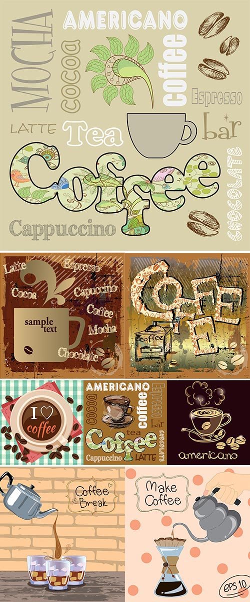 Stock Poster cup coffee with lettering i love coffee, Made in a modern style,Vector