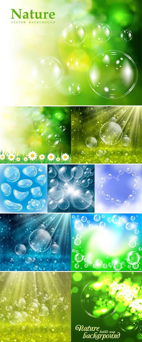 Stock Soap bubbles natural background