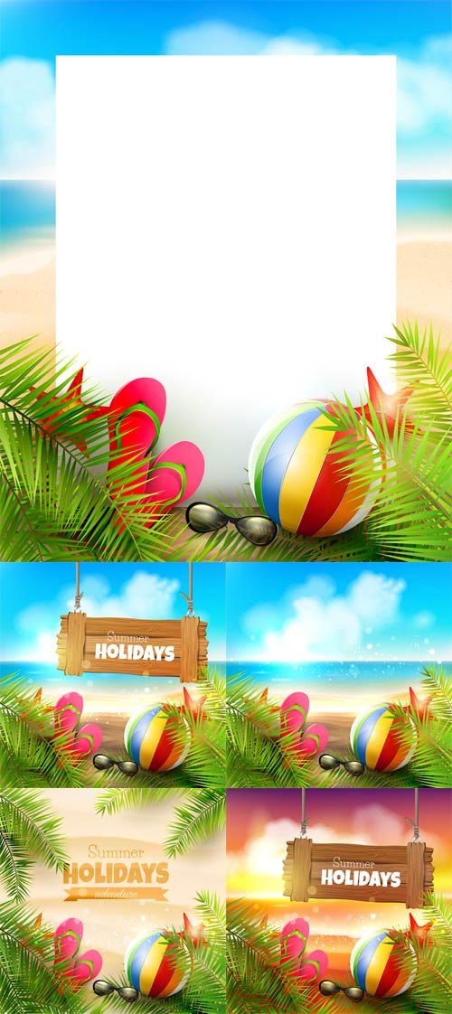Vector Set - 5 Summer Holidays Backgrounds
