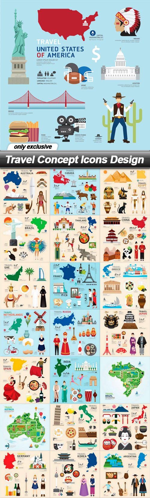 Travel Concept Icons Design - 25 EPS