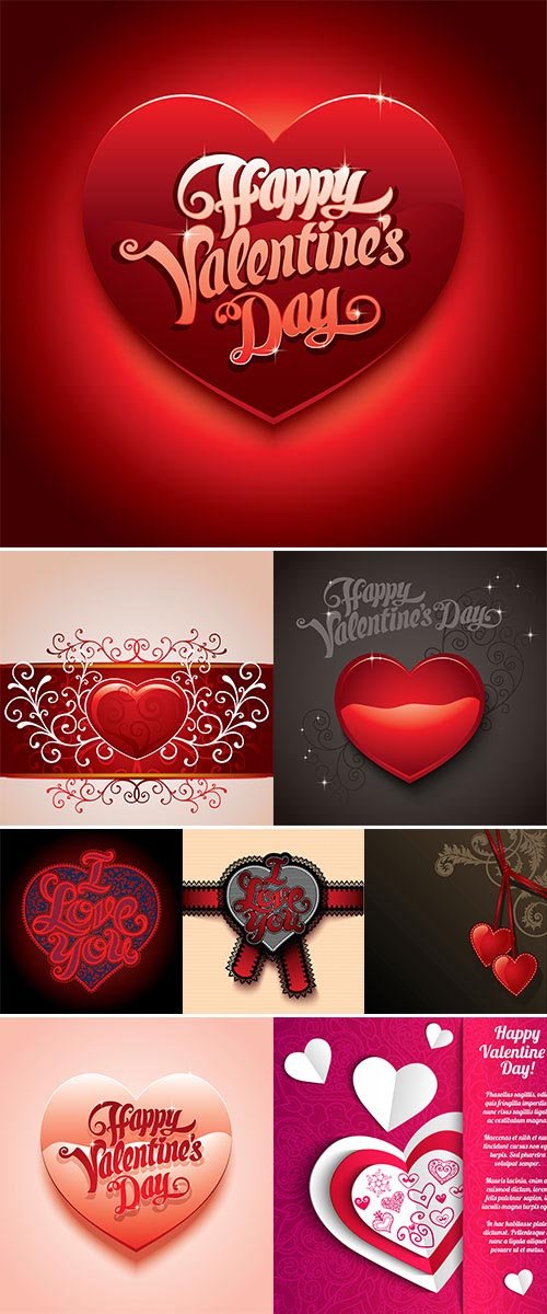 Stock Vector Valentines day card with a red heart