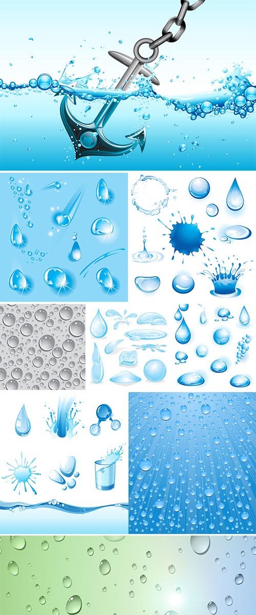 Water drops and water bubbles vectors