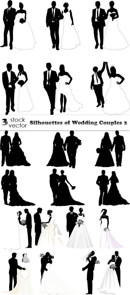 Vectors - Silhouettes of Wedding Couples 2