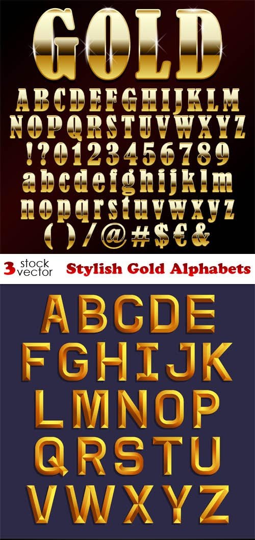 Vectors - Stylish Gold Alphabets