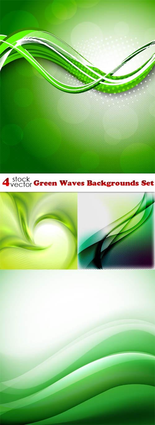 Vectors - Green Waves Backgrounds Set