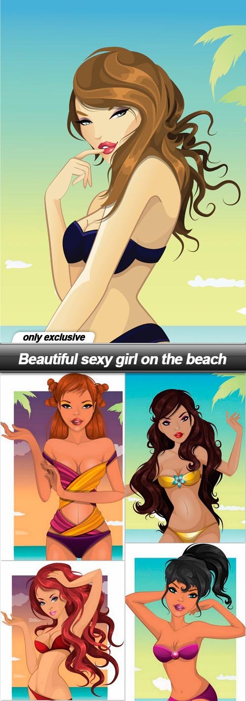 Beautiful sexy girl on the beach - 7 EPS